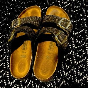 Birkenstock Arizona Snake print two strap sandals